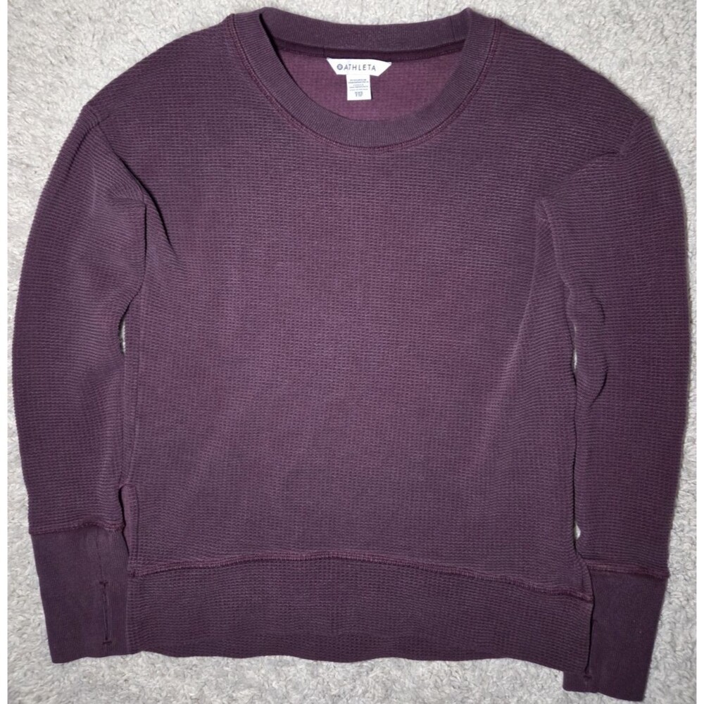 Athleta Coaster Luxe Waffle Knit Sweatshirt Spiced Cabernet XXS